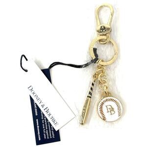 Dooney & Bourke Baseball Key Fob Keychain Bag Charm Gold NWT Accessory Ball Bat